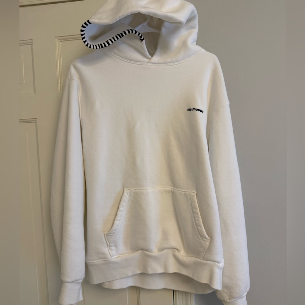 White and navy Madhappy Classics hoodie